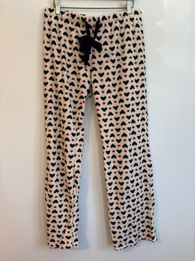 Hearts Lounge Pajama Pants Drawstring Fleece PJ Bottoms by Ardene Size Medium